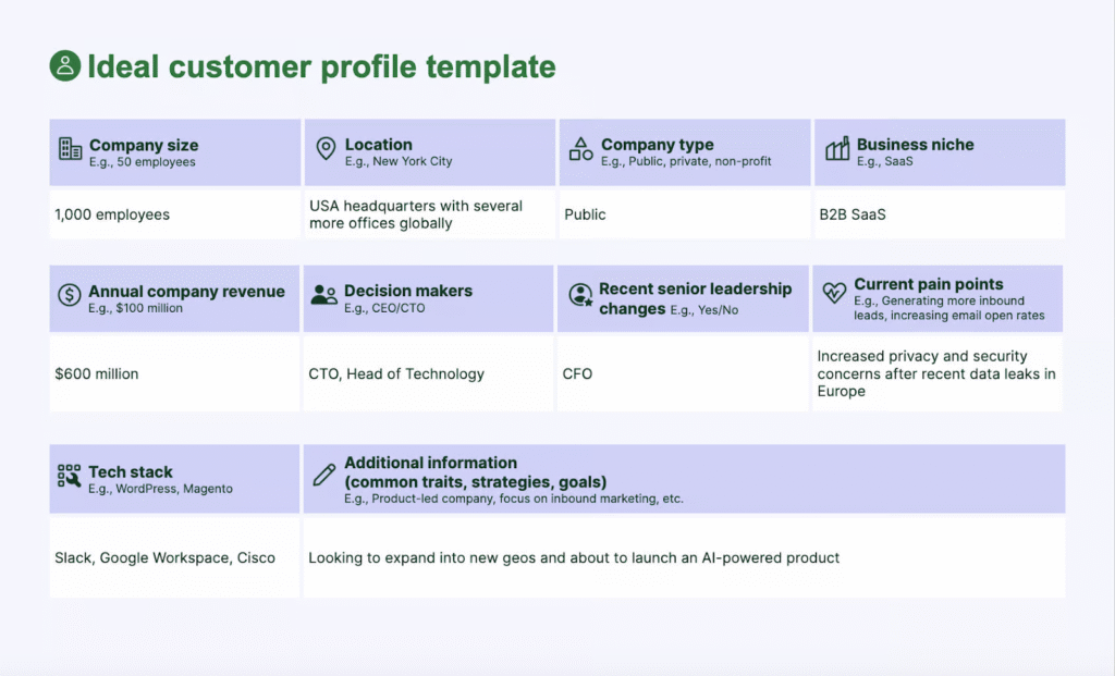 Ideal customer profile template