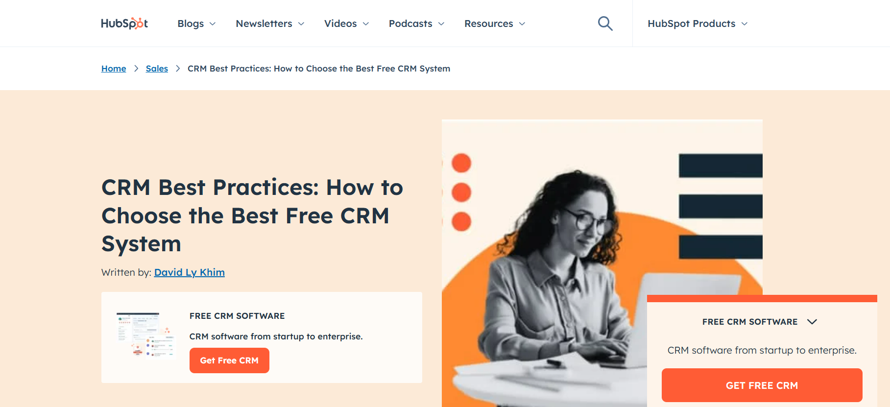 Screenshot of Hubspot’s Blog Post