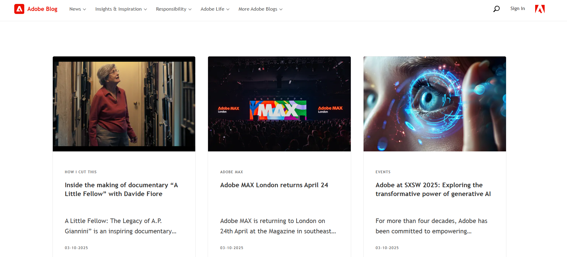 Screenshot of Adobe’s website