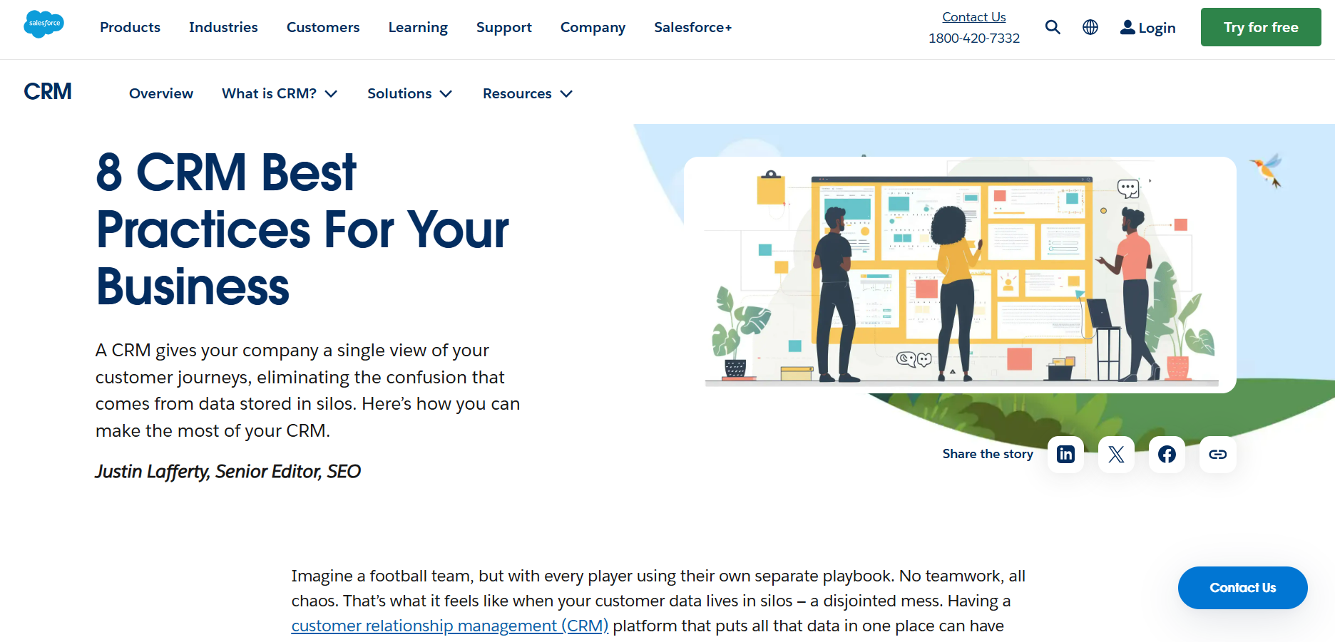 Screenshot of Salesforce’s evergreen guide on CRM best practices