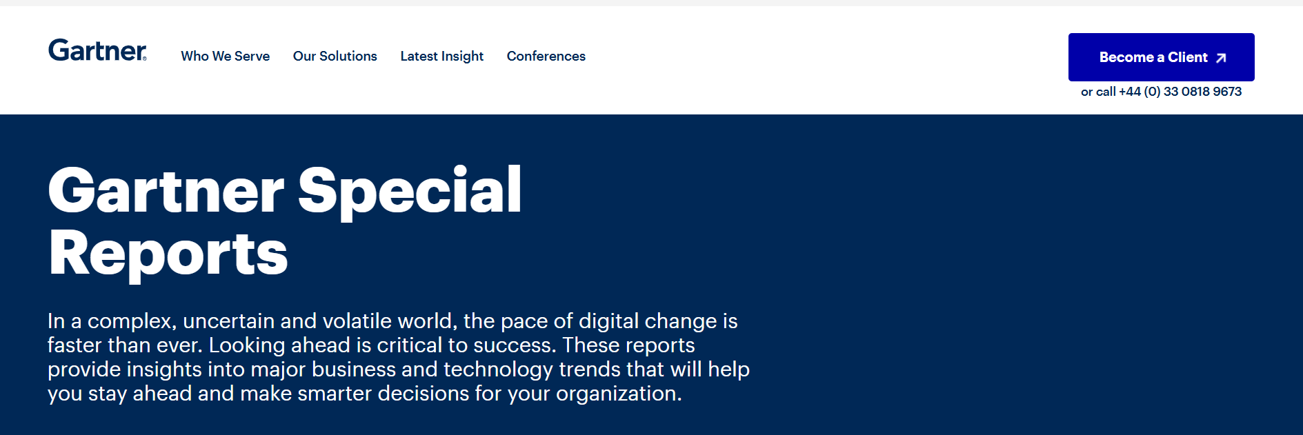 Screenshot of Gartner’s website