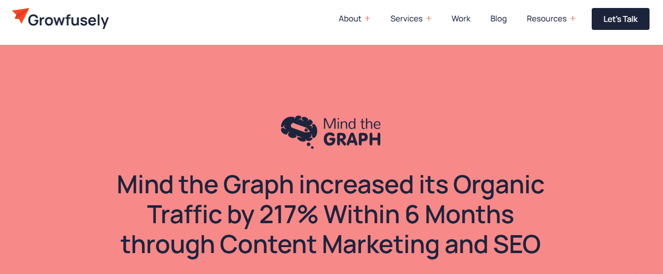 Screenshot of Mind the Graph case study on the Growfusely website