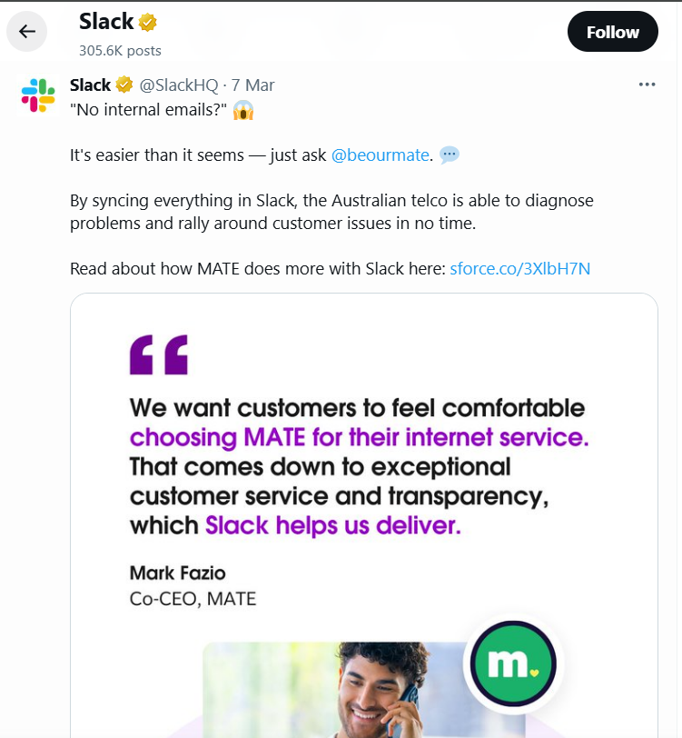 Slack’s Twitter Screenshot
