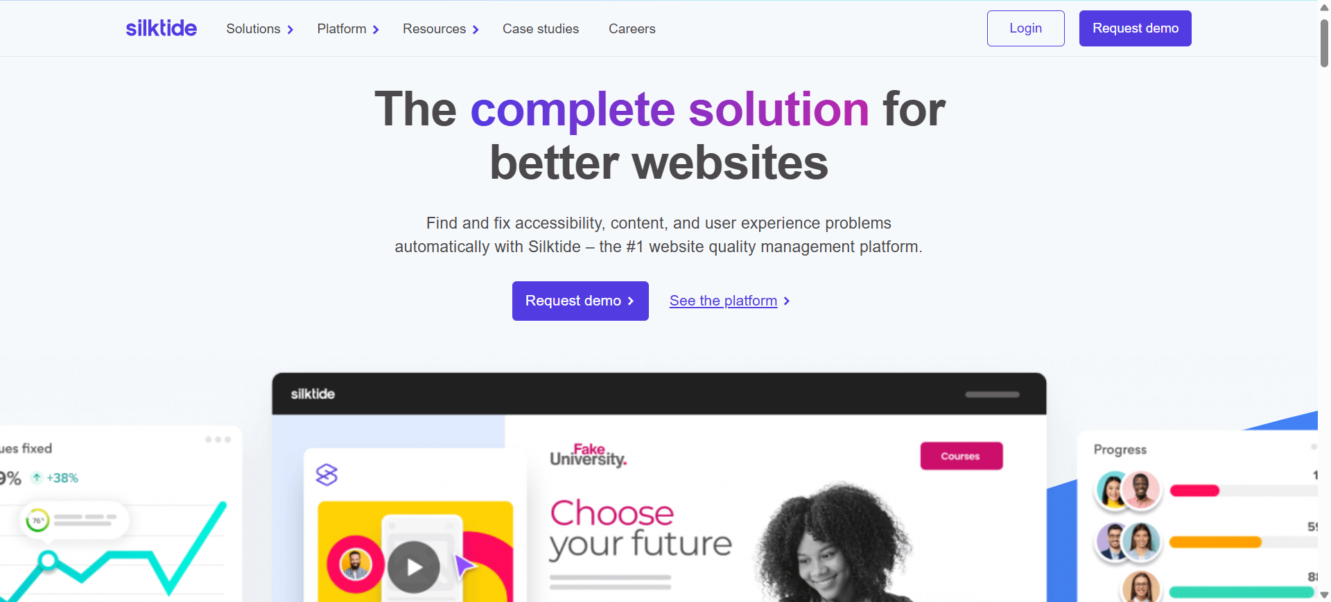 Homepage screenshot of Silktide enterprise SEO tool