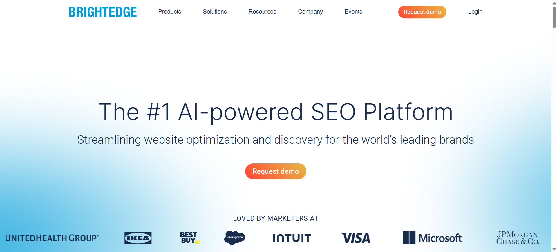 Homepage screenshot of BrightEdge enterprise SEO tool